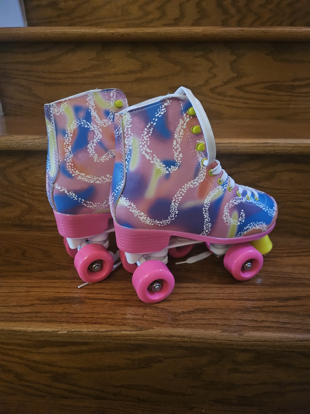 Colorful Yellow, Pink, & Blue Roller Skates